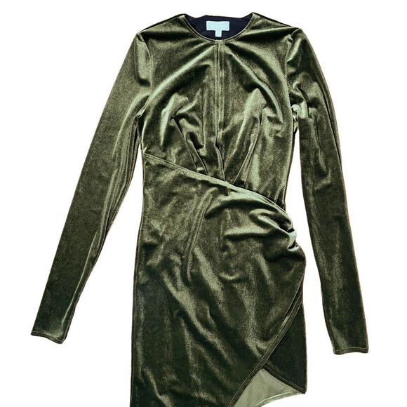 Ronny Kobo Valkyrie Dress In Junifer Olive Green High Slit Maxi Velvet Size XS - Picture 5 of 10